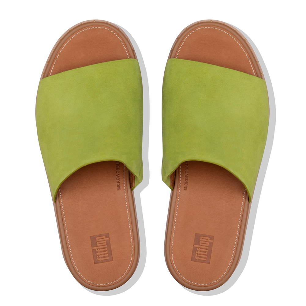 Fitflop Womens Wedge Green - Eloise Espadrille Suede Slides - 31AQVLTFI